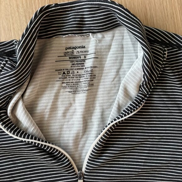 ** Patagonia Capilene Baselayer Shirt Size Small lightweight black white stripe - Picture 7 of 7